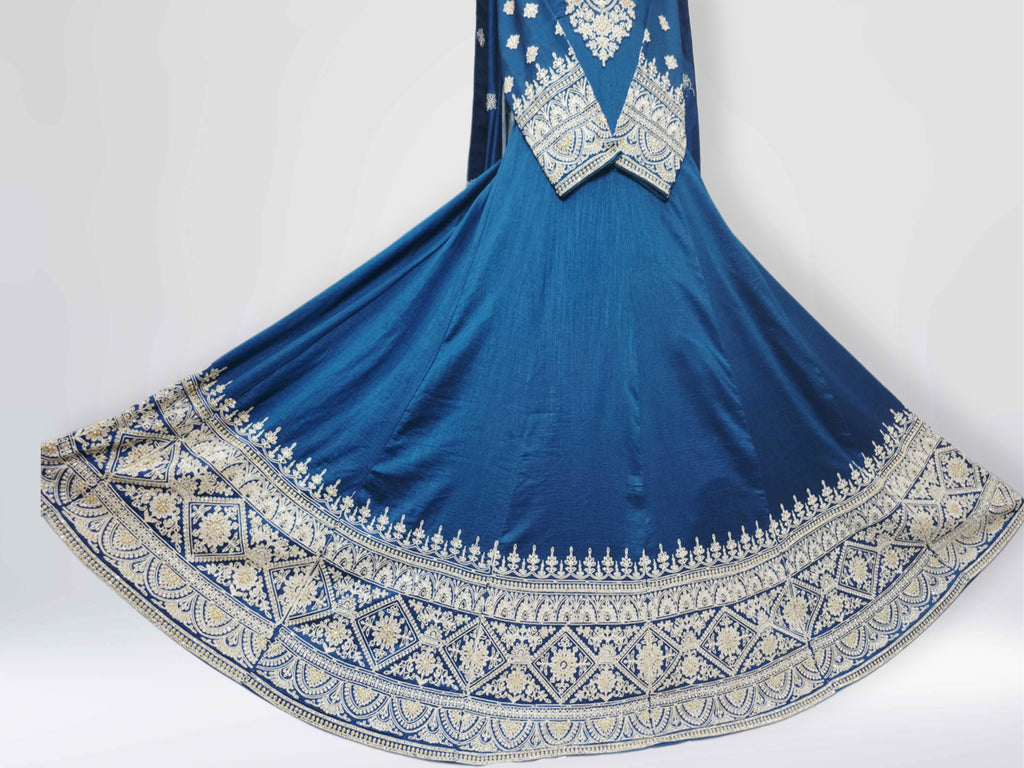 Royal Navy Blue Embroidered Gown