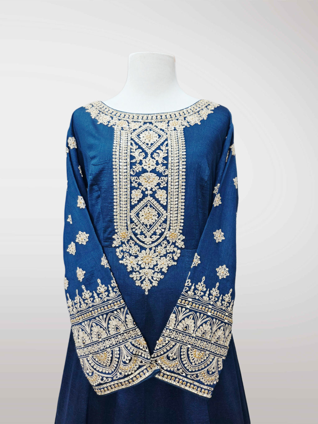 Royal Navy Blue Embroidered Gown