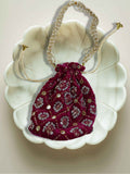 Elegant Velvet Embroidered Potli Bag