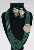Emerald Green Kundan Beaded Mala Set