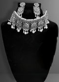 Silver-Tone Floral Kundan Choker & Earring Set