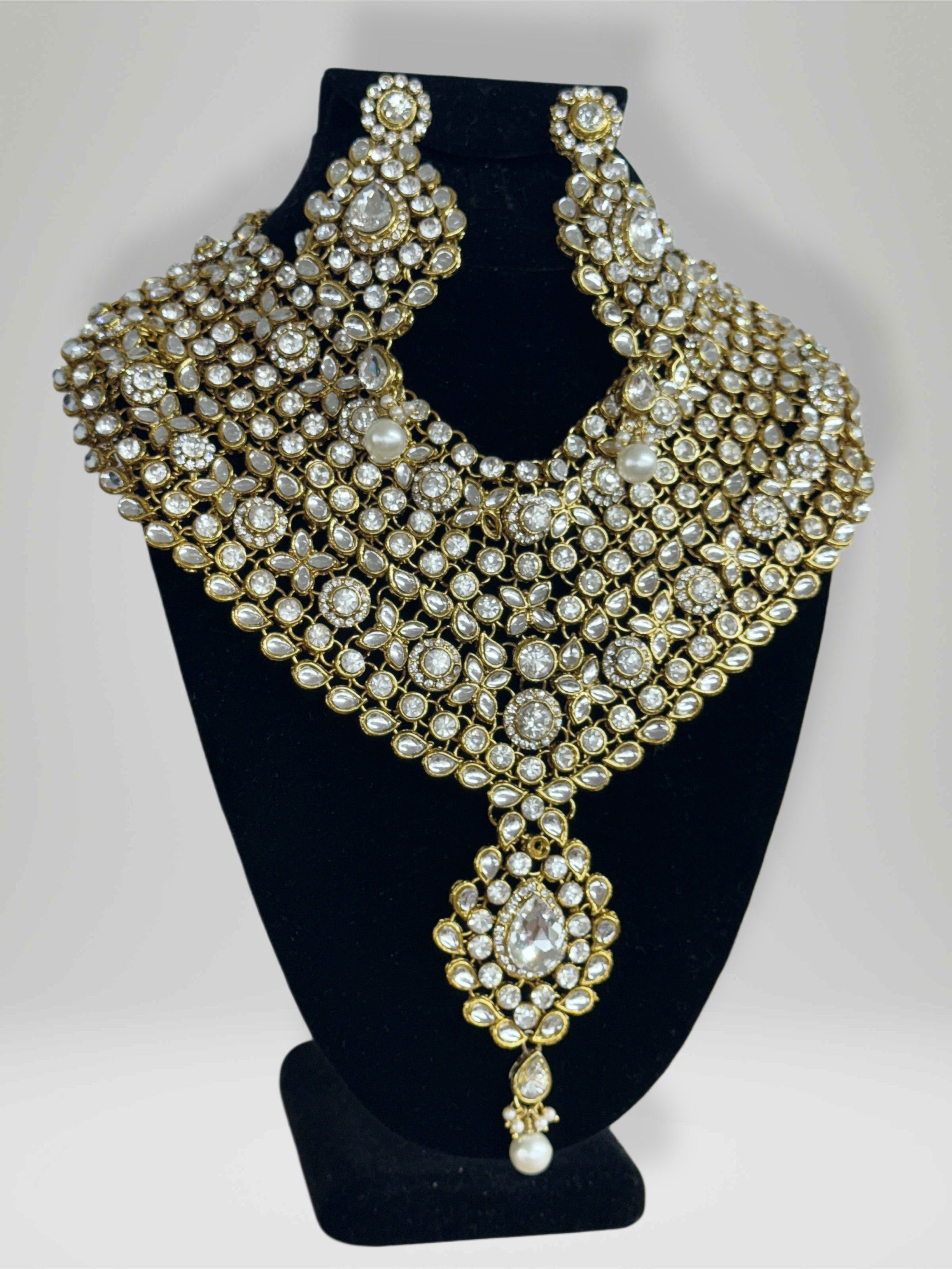 Royal Gold-Tone Kundan Bridal Necklace Set
