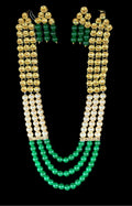 Multi-Strand Pearl & Emerald Green Statement Necklace Set