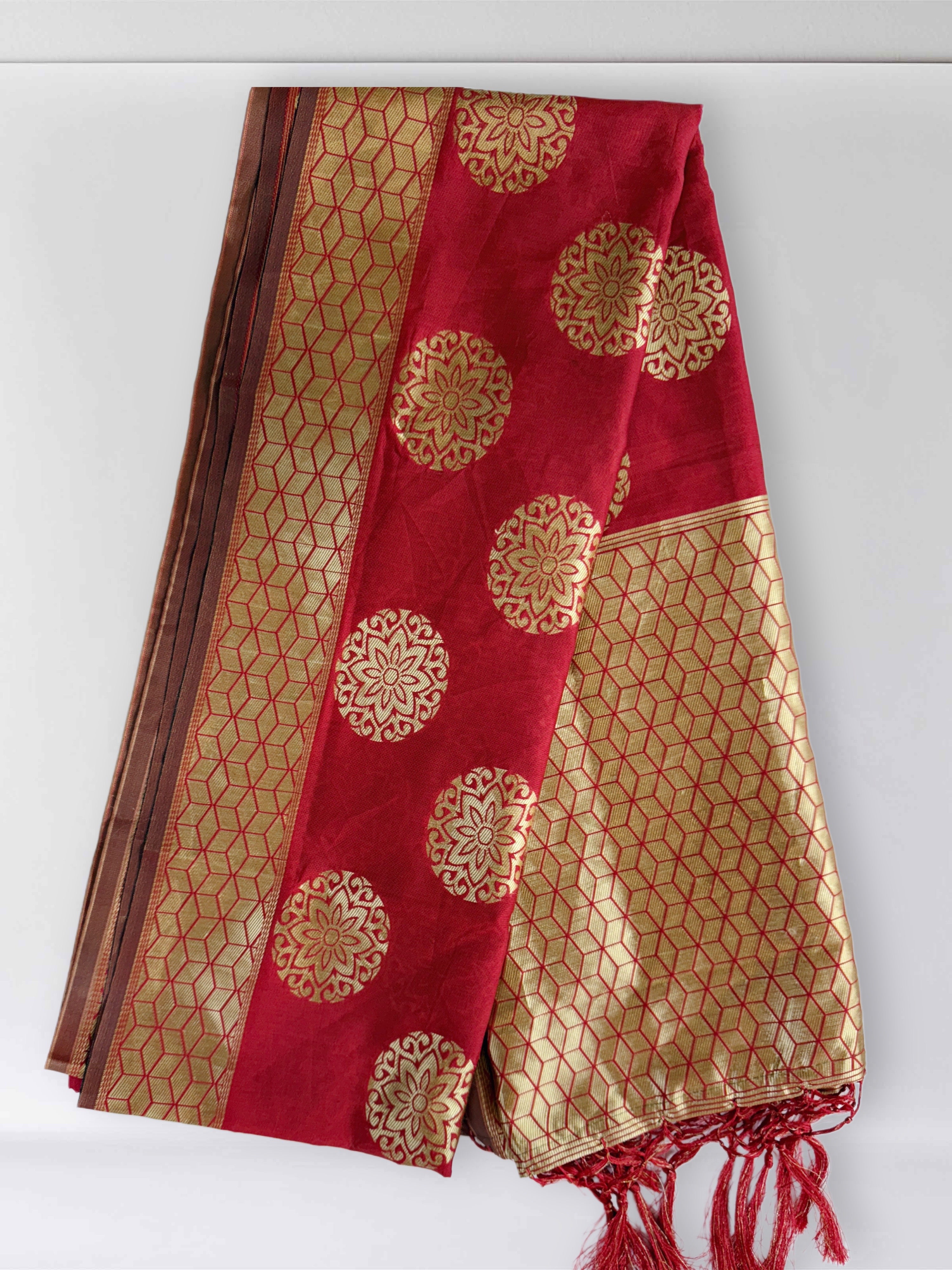 Royal Red Banarasi Silk Dupatta with Gold Zari Weave