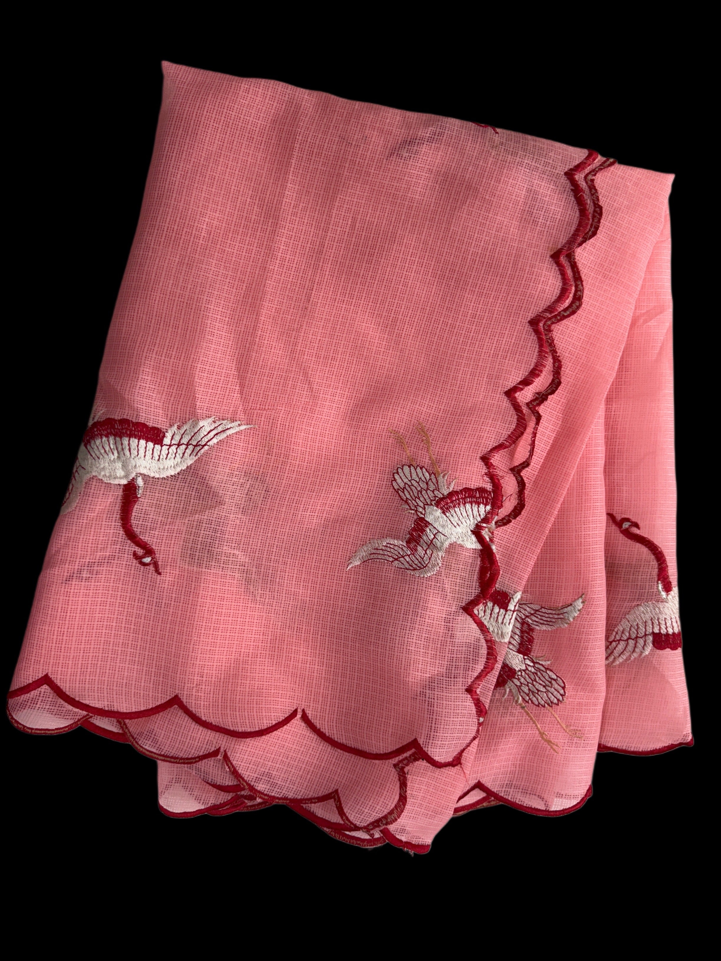 Blush Pink Georgette Dupatta with Floral Embroidery