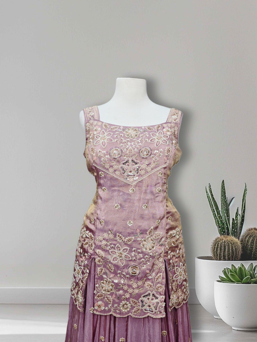 Elegant Lavender Embroidered Sharara Set