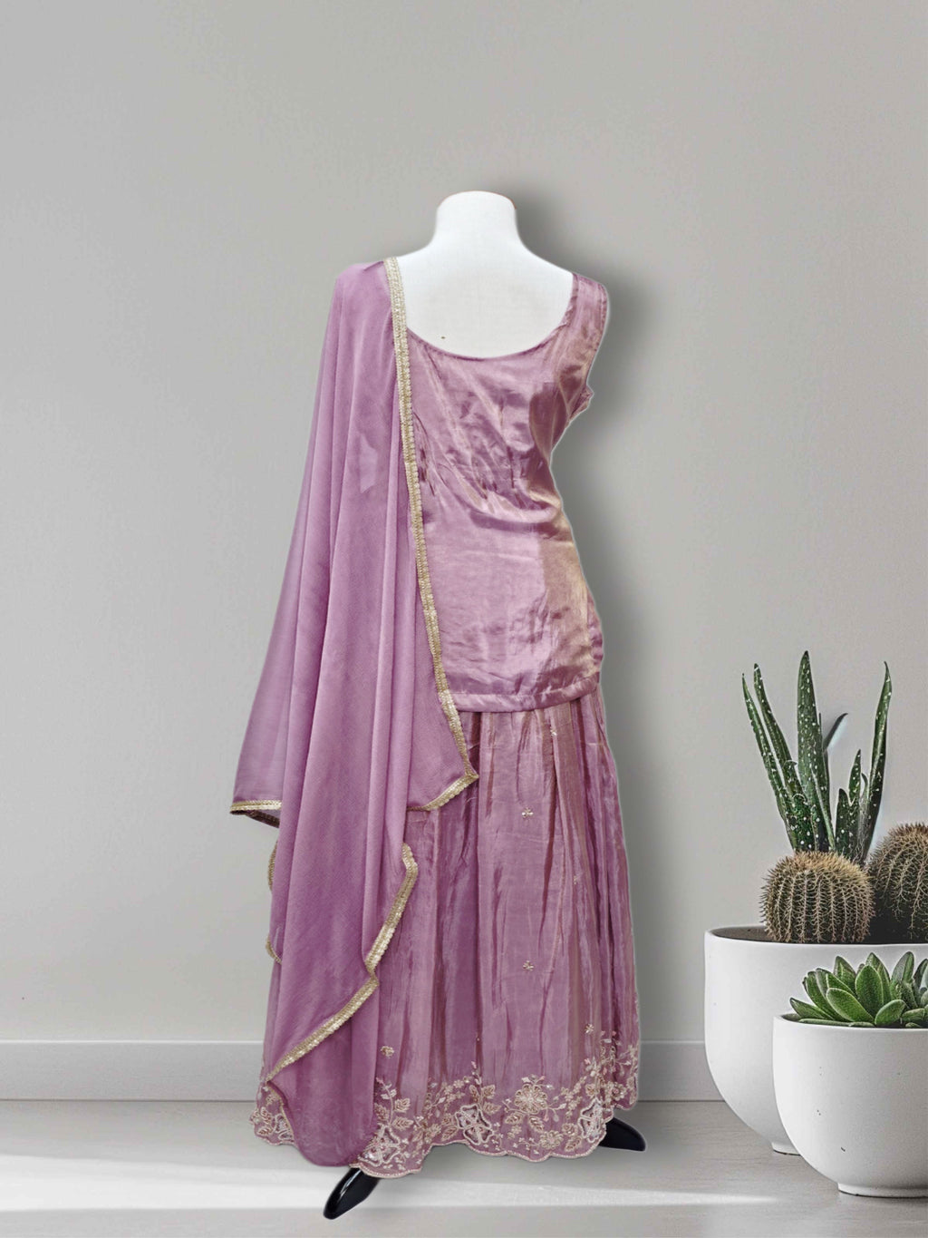 Elegant Lavender Embroidered Sharara Set